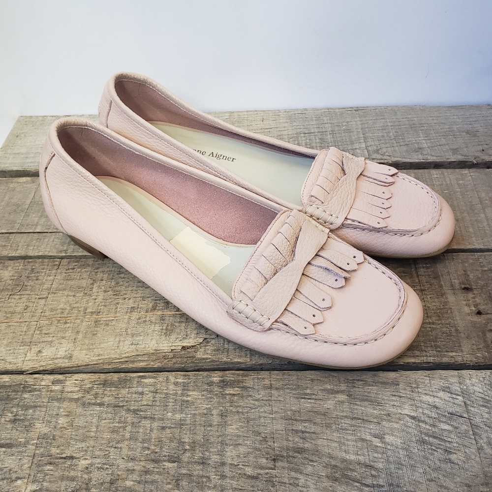 ETIENNE AIGNER Jubilee Blush Pink Leather Slip-on Flata Loafers 7.5